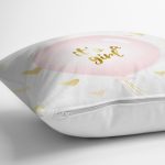 Pembe Balon ve Altın Kalpler Özel Tasarımlı Dekoratif Çocuk Odası Yastık Kırlent Kılıfı Realhomes