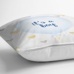 Mavi Balon ve Altın Kalpler Özel Tasarımlı Dekoratif Çocuk Odası Yastık Kırlent Kılıfı Realhomes