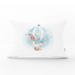 - Dik-4320 - Realhomes Beyaz Zeminde Uçan Balon Desenli Dijital Baskılı Çocuk Odası Dikdörtgen Yastık Kılıfı Realhomes