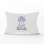 - Dik-4323 - Realhomes Gri Zeminde Sevimli Tavşan Motifli Çocuk Odası Dikdörtgen Yastık Kılıfı Realhomes