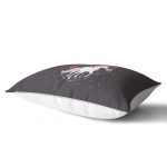 - Dik-4334-1 - Realhomes Siyah Zeminde Unicorn Sevimli At Çocuk Odası Dikdörtgen Yastık Kılıfı Realhomes