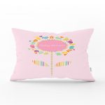 - Dik-4342 - Realhomes Pembe Zeminde Baby Shower Tasarımlı Çocuk Odası Dikdörtgen Yastık Kılıfı Realhomes
