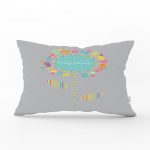 - Dik-4344 - Realhomes Gri Zeminde Baby Shower Tasarımlı Çocuk Odası Dikdörtgen Yastık Kılıfı Realhomes