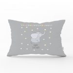 - Dik-4346 - Realhomes Gri Zeminde Fil ve Baby Shower Tasarımlı Çocuk Odası Dikdörtgen Yastık Kılıfı Realhomes