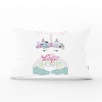 - Dik-4358 - Realhomes Beyaz Zeminde Baby Shower Özel Tasarım Çocuk Odası Dikdörtgen Yastık Kılıfı Realhomes