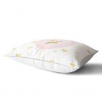 - Dik-4362-1 - Realhomes Pembe Balon ve Altın Kalpler Özel Tasarımlı Dekoratif Çocuk Odası Dikdörtgen Yastık Kılıfı Realhomes