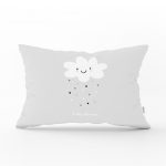 - Dik-4366 - Realhomes Gri Zeminde Yalnız Bulut Çocuk Odası Dikdörtgen Yastık Kılıfı Realhomes