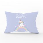 - Dik-4368 - Realhomes Mavi Zeminde Unicorn Tasarımlı Çocuk Odası Dikdörtgen Yastık Kılıfı Realhomes