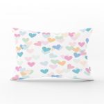 - Dik-4371 - Realhomes Beyaz Zeminde Rengarenk Kalpler Çocuk Odası Dikdörtgen Yastık Kılıfı Realhomes