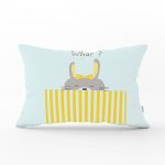 - Dik-4390 - Realhomes Yeşil Zeminde Bisiklet ve Unicorn Tasarımlı Bebek Odası Dikdörtgen Yastık Kılıfı Realhomes