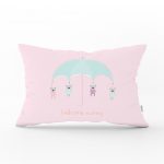 Şemsiye ve Sevimli Ayıcıklar Motifli Bebek Odası Dikdörtgen Yastık Kılıfı Realhomes