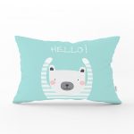 Gri Zeminde Şemsiye ve Sevimli Ayıcıklar Motifli Bebek Odası Dikdörtgen Yastık Kılıfı Realhomes