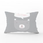 Pembe Zeminde Mutlu Ayıcık Desenli Bebek Odası Dikdörtgen Yastık Kılıfı Realhomes