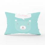 - Dik-4407 - Realhomes Gri Zeminde Mutlu Ayıcık Desenli Bebek Odası Dikdörtgen Yastık Kılıfı Realhomes