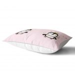 - Dik-4416-1 - Realhomes Gri Zeminli Uçan Sevimli Penguen Tasarımlı Bebek Odası Dikdörtgen Yastık Kılıfı Realhomes