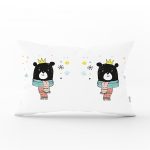 - Dik-4417 - Realhomes Pembe Zeminli Uçan Sevimli Penguen Tasarımlı Bebek Odası Dikdörtgen Yastık Kılıfı Realhomes