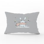 - Dik-4425 - Realhomes Pembe Zeminde Atkılı Tavşan Motifli Bebek Odası Dikdörtgen Yastık Kılıfı Realhomes