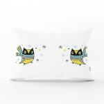 - Dik-4429 - Realhomes Pembe Zeminde Kardan adam Çizim Desenli Bebek Odası Dikdörtgen Yastık Kılıfı Realhomes