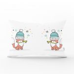 Pembe Zeminde Mavi Geyik Çizimli Bebek Odası Dikdörtgen Yastık Kılıfı Realhomes