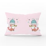 Beyaz Zeminde Sevimli Tilki Desenli Bebek Odası Dikdörtgen Yastık Kılıfı Realhomes