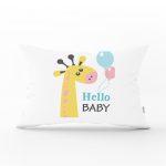 Gri Zeminde Uçan Balon Desenli Bebek Odası Dikdörtgen Yastık Kılıfı Realhomes