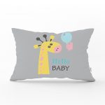 - Dik-4453 - Realhomes  Pembe Zeminde Uçan Balon Desenli Bebek Odası Dikdörtgen Yastık Kılıfı Realhomes