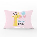 - Dik-4454 - Realhomes Beyaz Zeminde Zürafa Desenli Özel Tasarım Bebek Odası Dikdörtgen Yastık Kılıfı Realhomes