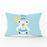 Gri Zeminde Zürafa Desenli Özel Tasarım Bebek Odası Dikdörtgen Yastık Kılıfı Realhomes