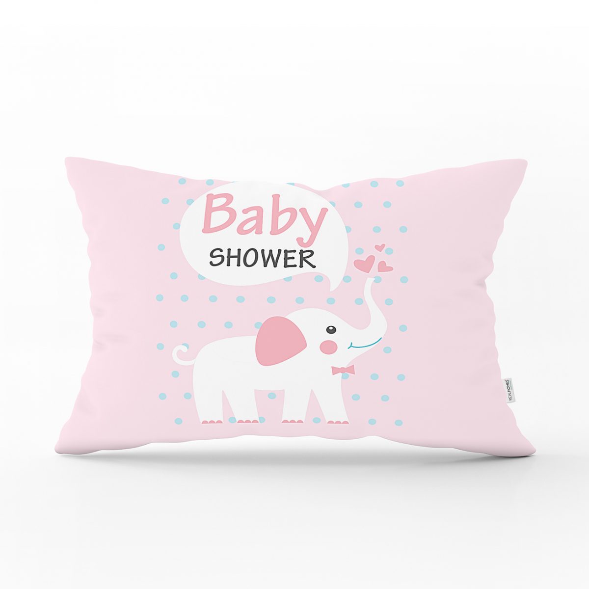 Baby Shower Fil Desenli Dijital Baskılı Bebek Odası Dikdörtgen Yastık Kılıfı Realhomes