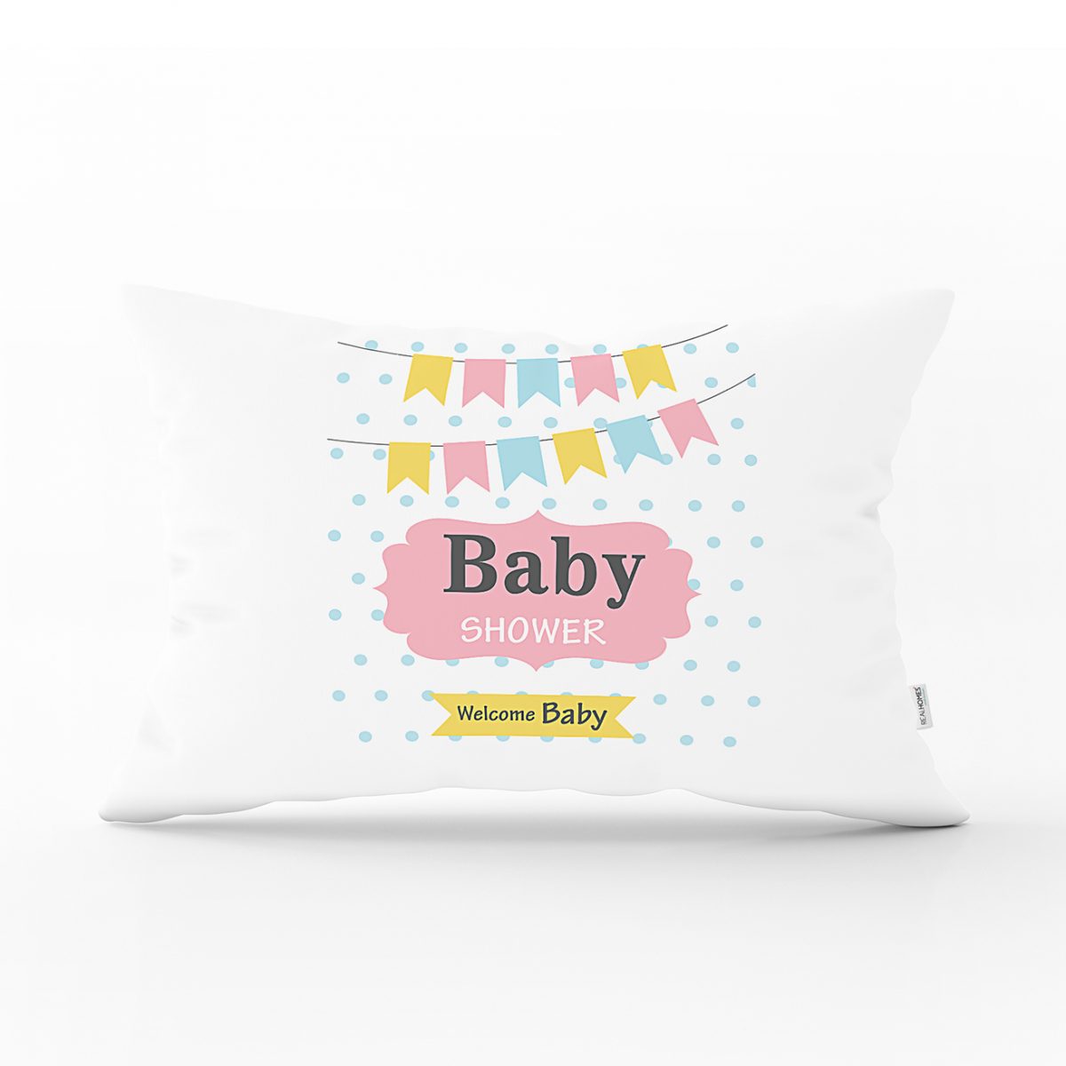 Baby Shower Desenli Dijital Baskılı Bebek Odası Dikdörtgen Yastık Kılıfı Realhomes