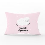 - Dik-4492 - Realhomes Mavi Zeminde Sevimli Kuzucuk Tasarımlı Bebek Odası Dikdörtgen Yastık Kılıfı Realhomes