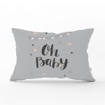 Oh Baby Yazılı Özel Tasarım Dijital Baskılı  Bebek Odası Dikdörtgen Yastık Kılıfı Realhomes