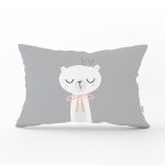 Gri Oh Baby Yazılı Özel Tasarım Dijital Baskılı  Bebek Odası Dikdörtgen Yastık Kılıfı Realhomes