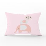 Pembe Beyaz Zeminde Hello Yazılı Bebek Odası Dikdörtgen Yastık Kılıfı Realhomes