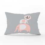 Beyaz Zeminde Sevimli Filler Özel Tasarımlı Bebek Odası Dikdörtgen Yastık Kılıfı Realhomes