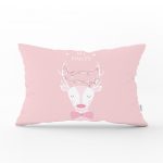 Pembe Zeminde Sevimli Filler Özel Tasarımlı Bebek Odası Dikdörtgen Yastık Kılıfı Realhomes