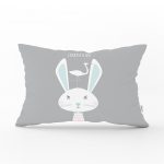 - Dik-4513 - Realhomes Pembe Gri Çizgili Baby Shower Desenli Bebek Odası Dikdörtgen Yastık Kılıfı Realhomes