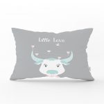 - Dik-4517 - Realhomes Gri Zeminli Haliday ve Kuşlar Özel Tasarım Bebek Odası Dikdörtgen Yastık Kılıfı Realhomes