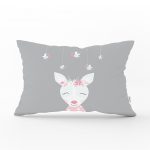 - Dik-4522 - Realhomes Mint Yeşili Zeminli Kuzucuk Desenli Dijital Baskılı Bebek Odası Dikdörtgen Yastık Kılıfı Realhomes