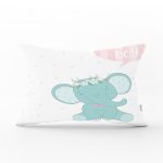 - Dik-4524 - Realhomes Gri Zeminli Kuzucuk Desenli Dijital Baskılı Bebek Odası Dikdörtgen Yastık Kılıfı Realhomes