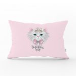 - Dik-4527 - Realhomes Pembe Zeminde Yeşil Fil Desenli Bebek Odası Dikdörtgen Yastık Kılıfı Realhomes