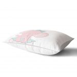 - Dik-4530-1 - Realhomes Gri Zeminde Yeşil Fil Desenli Bebek Odası Dikdörtgen Yastık Kılıfı Realhomes