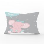 - Dik-4531 - Realhomes Pembe Zeminde Sevimli Kedicik Desenli Bebek Odası Dikdörtgen Yastık Kılıfı Realhomes