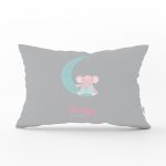 - Dik-4536 - Realhomes Gri Zeminli Lets Shower Fil Desenli Bebek Odası Dikdörtgen Yastık Kılıfı Realhomes