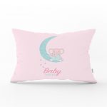 - Dik-4537 - Realhomes Aydaki Fil Motifli Özel Tasarım Bebek Odası Dikdörtgen Yastık Kılıfı Realhomes