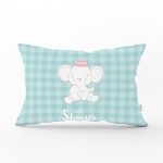 - Dik-4538 - Realhomes Gri Zeminde Aydaki Fil Desenli Bebek Odası Dikdörtgen Yastık Kılıfı Realhomes