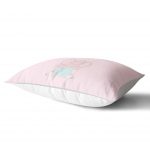 - Dik-4541-1 - Realhomes Gri Zeminde Pembe Fil Desenli Baby Shower Bebek Odası Dikdörtgen Yastık Kılıfı Realhomes