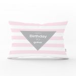 - Dik-4558 - Realhomes Yeşil Çizgili Happy Birthday Tasarımlı Bebek Odası Dikdörtgen Yastık Kılıfı Realhomes