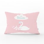 - Dik-4562 - Realhomes Gri Zeminde Unicorn At Tasarımlı Bebek Odası Dikdörtgen Yastık Kılıfı Realhomes