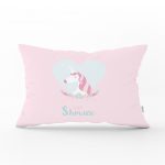 Gri Pembe Çizgili Baby Shower Kuğu Tasarımlı Çocuk Odası Dikdörtgen Yastık Kılıfı Realhomes